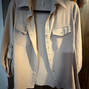 Beige Button-Up Shirt